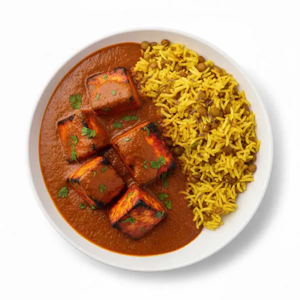 Tandoori Paneer Masala With Turmeric Lentil Rice